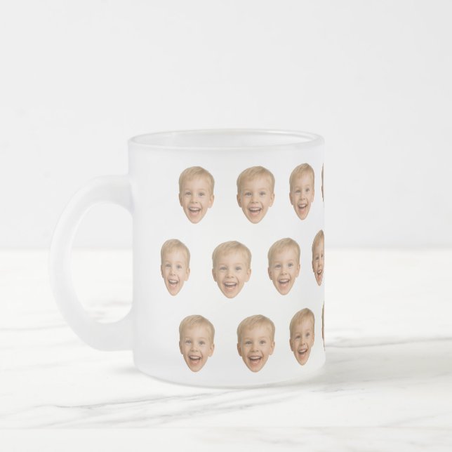 Custom Face Mug, Personalised Face Photo, Family Frosted Glass Coffee Mug (Left)