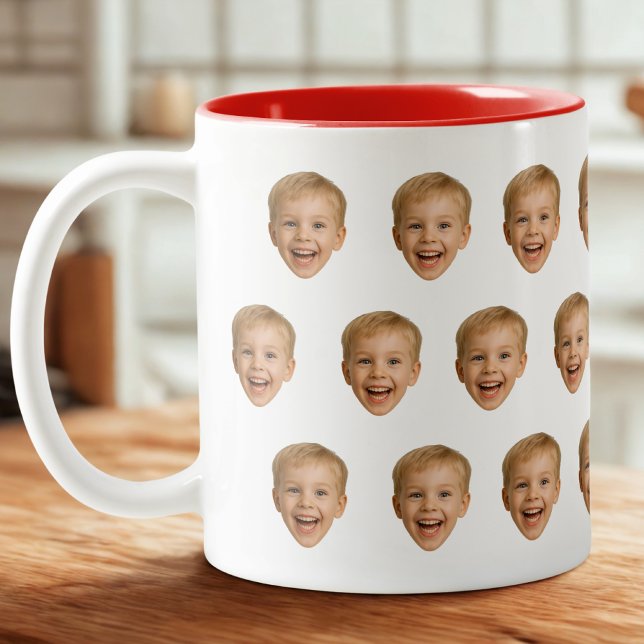 Custom Face Mug, Personalised Face Photo, Family Two-Tone Coffee Mug (Creator Uploaded)