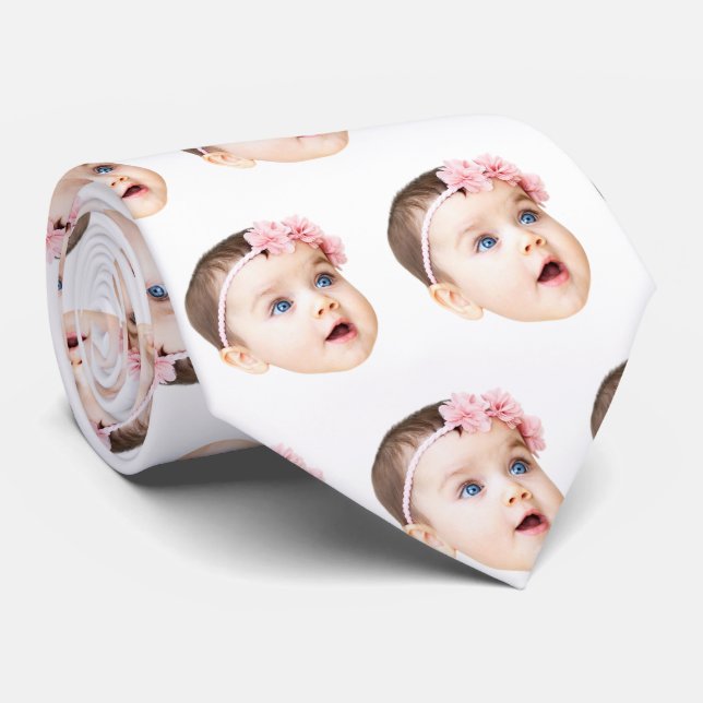 Custom Face Necktie Custom Logo Neck Tie Fathers  (Rolled)