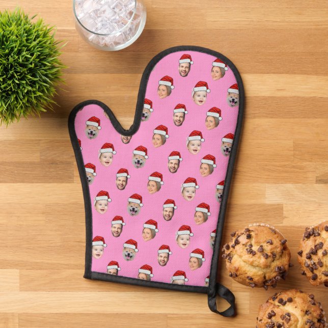 Custom Face Oven Mitt Santa Hat Face 4 Photos (Top down)