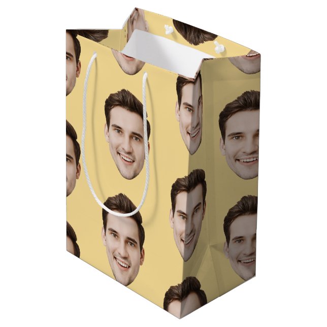 Custom Face Personalised Birthday Wedding Party Medium Gift Bag (Back Angled)