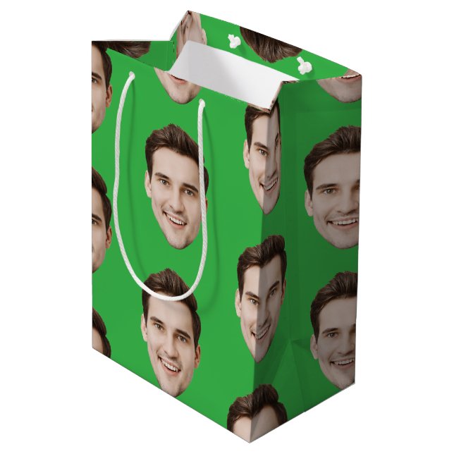 Custom Face Personalised Birthday Wedding Party Medium Gift Bag (Back Angled)