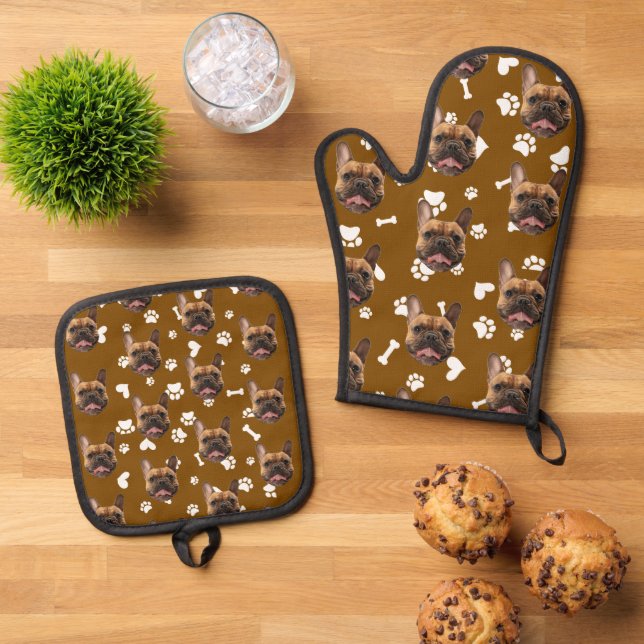 Custom Face Personalised Christmas Kitchen Gift Oven Mitt & Pot Holder Set (Top Down)