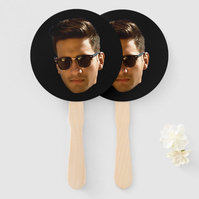 Custom Face Photo Bachelor Party Birthday Hand Fan (Front and Back)