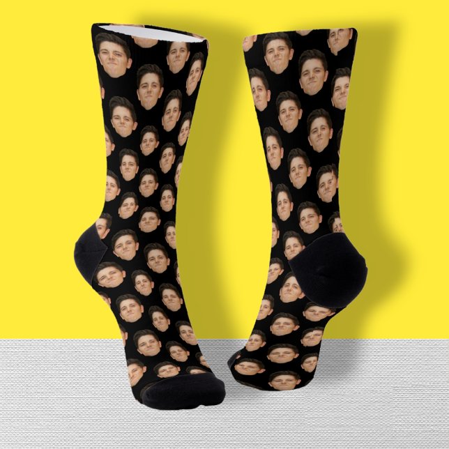 Custom Face Photo Black Crew Socks (Creator Uploaded)