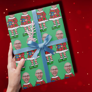 Custom Face Photo Elf Christmas Personalised Photo Wrapping Paper