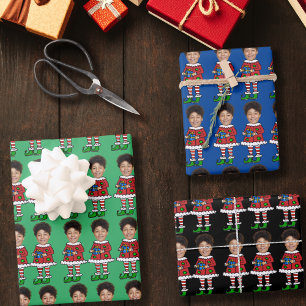 Custom Face Photo Elf Christmas Personalised Photo Wrapping Paper Sheet