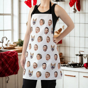 Custom Face Photo Family Gift, 4 Photos Faces Apron