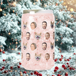 Custom Face Photo Family Gift, 4 Photos Faces Can Glass