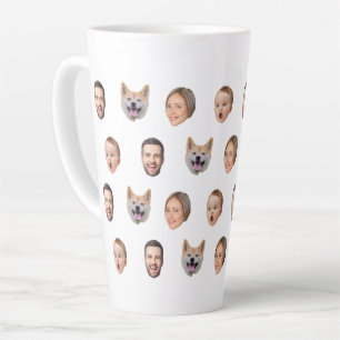 Custom Face Photo Family Gift, 4 Photos Faces Latte Mug