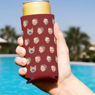 Custom Face Photo Family Gift, 4 Photos Faces Seltzer Can Cooler