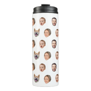 Custom Face Photo Family Gift, 4 Photos Faces Thermal Tumbler