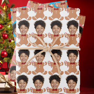 Custom Face Photo Gingerbread personalized Photo Wrapping Paper Sheet