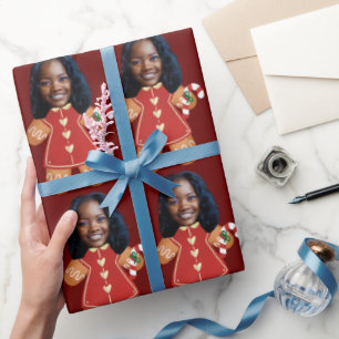 Custom Face Photo Gingerbread Woman Christmas  Wrapping Paper