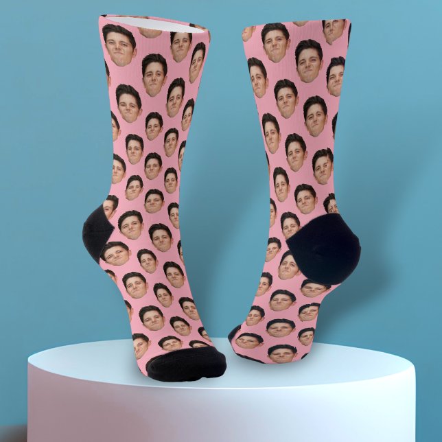 Custom Face Photo Light Pink Crew Socks (Creator Uploaded)