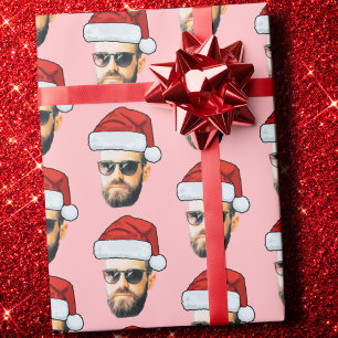 Custom Face Photo Santa Face Wrapping Paper