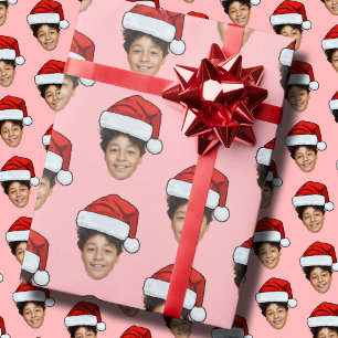 Custom Face Photo Santa Face Wrapping Paper