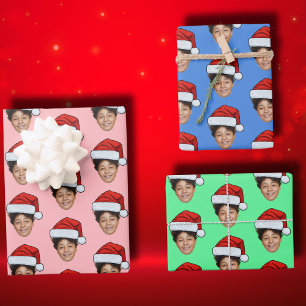Custom Face Photo Santa Face Wrapping Paper Sheet