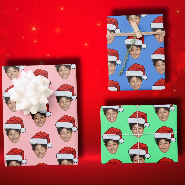 Custom Face Photo Santa Face Wrapping Paper Sheet (Creator Uploaded)