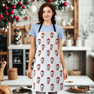 Custom Face Photo Santa Hat Christmas Gift Apron