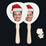 Custom Face Photo Santa Hat Christmas Hand Fan<br><div class="desc">Custom Face Photo Santa Hat Christmas, Replace the face with your favorite photo (make sure to crop as much to the face as possible and use an app to remove the background) and personalize this funny Christmas Holiday Wrapping Paper with your kid, husband, or boyfriend on it! Also a fun...</div>