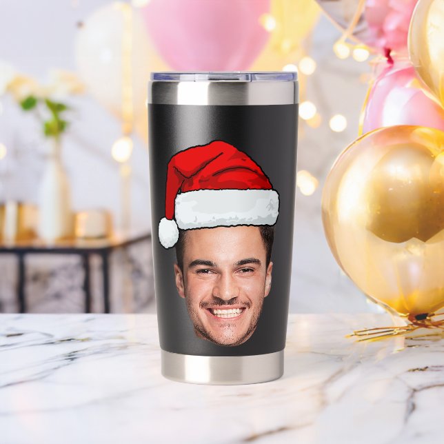 Custom Face Photo Santa Hat Christmas Insulated Tumbler (Bachelor Party (Rotated))