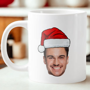 Custom Face Photo Santa Hat Christmas Large Coffee Mug