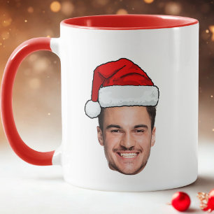 Custom Face Photo Santa Hat Christmas Mug