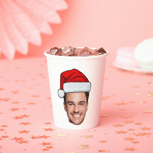 Custom Face Photo Santa Hat Christmas Paper Cups (Insitu)