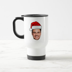 Custom Face Photo Santa Hat Christmas Travel Mug