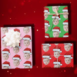 Custom Face Photo Santa Hat Christmas Wrapping Paper Sheet<br><div class="desc">Funny Custom Face Photo Santa Hat Christmas, Replace the face of this baby with your favourite photo (make sure to crop as much to the face as possible and use an app to remove the background) and personalise this funny Christmas Holiday Wrapping Paper with your kid, husband, or boyfriend on...</div>