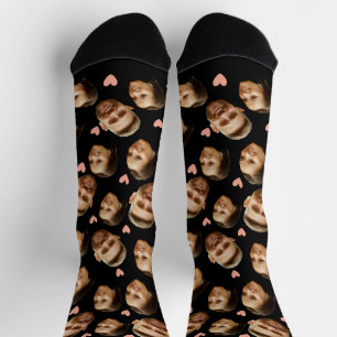 Custom Face Picture Heart Funny Couple Pattern Socks