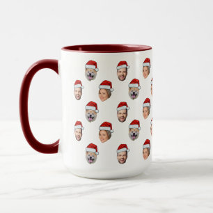 Custom Face Santa Hat 3 Photos Family Gift Mug