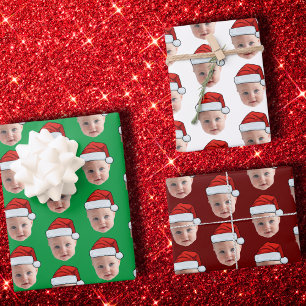 Custom Face Santa Hat Funny Christmas Face Wrapping Paper Sheet