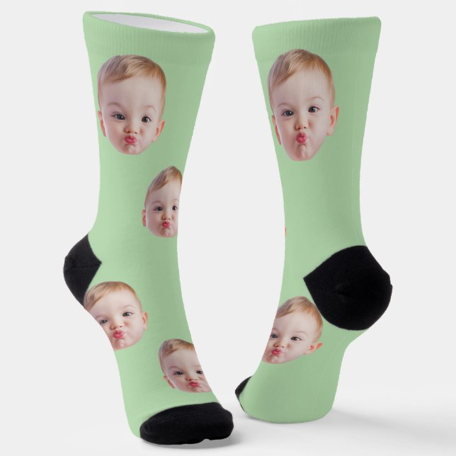 Custom Face Socks Gift Personalized Kids Mens Dad (Angled)