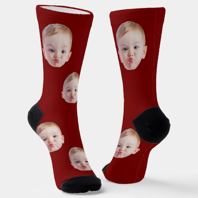 Custom Face Socks Gift Personalized Kids Mens Dad (Angled)