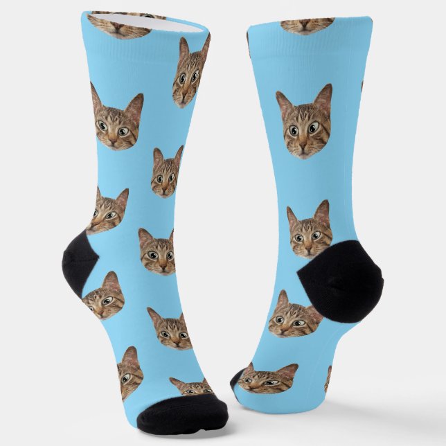 Custom Face Socks Personalised Cat Lovers Socks  (Angled)