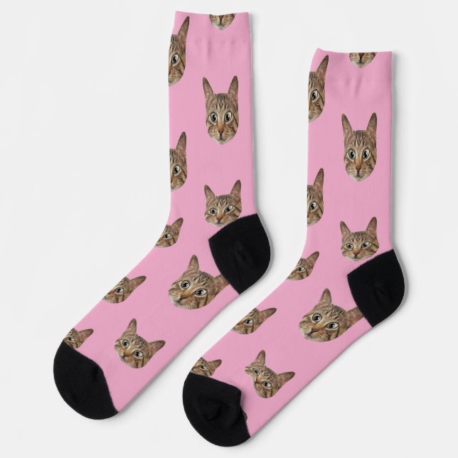 Custom Face Socks Personalised Cat Lovers Socks  (Left)