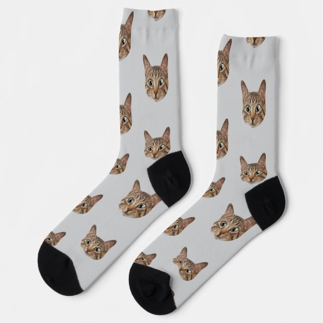 Custom Face Socks Personalised Cat Lovers Socks  (Left)