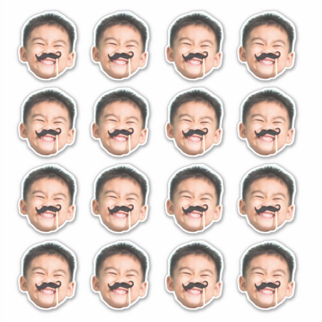 Custom Face Stickers Personalised 16 Photos Head (Front)