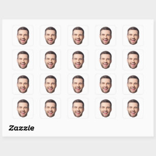 Custom Face Stickers, Personalised Face Photo Square Sticker