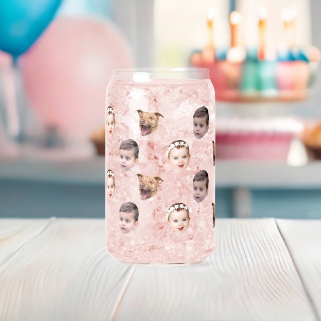Custom Face, Unique Family Gift 3 Photos Face Can Glass (Insitu (Baby Shower))