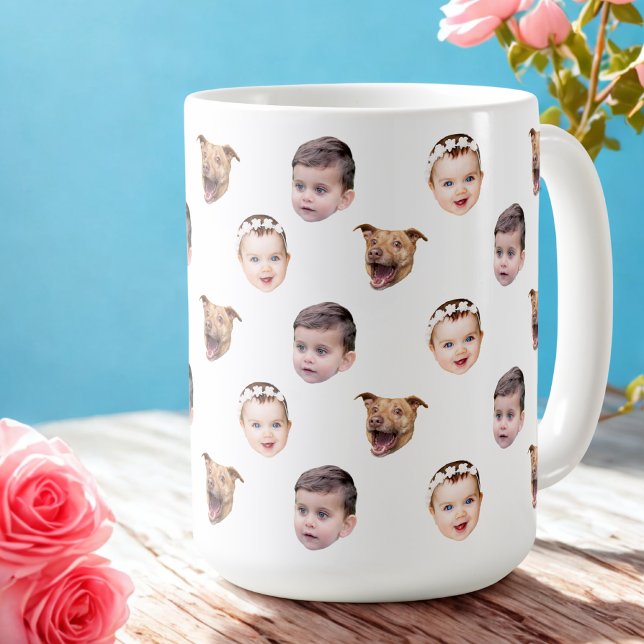 Custom Face, Unique Family Gift 3 Photos Face Coffee Mug (Creator Uploaded)