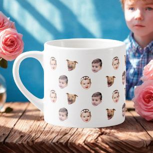 Custom Face, Unique Family Gift 3 Photos Face Espresso Cup