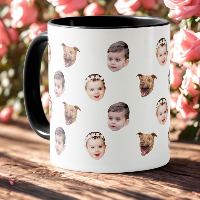 Custom Face, Unique Family Gift, 3 Photos Face Mug (Creator Uploaded)