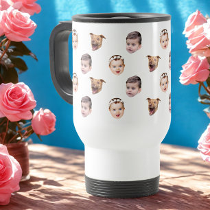 Custom Face, Unique Family Gift 3 Photos Face Travel Mug