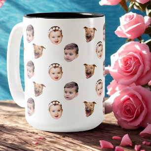 Custom Face, Unique Family Gift 3 Photos Face Two-Tone Coffee Mug