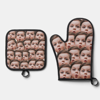 Custom Faces personalised photo Oven Mitt & Pot Holder Set
