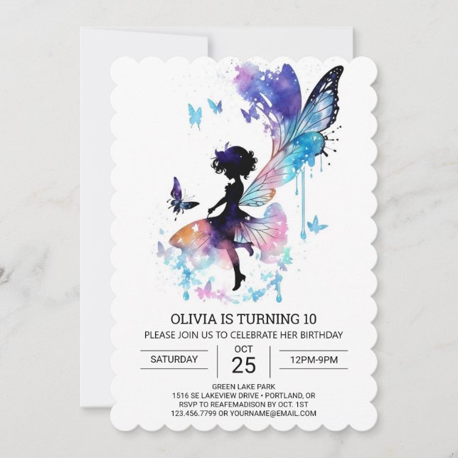 Custom Fairy Garden Birthday Invitation (Front)