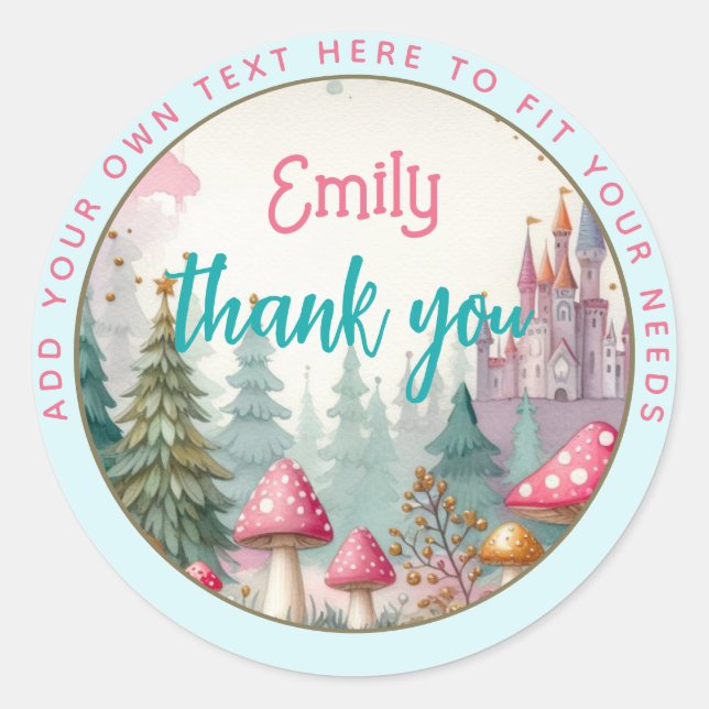 Custom Fairy Pink Princess Fairytale Fairycore Classic Round Sticker (Front)